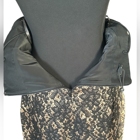 NWT Talbots Black & Gold Strapless Sheath Lace Dress w/ Asymmetrical Neckline - Picture 7 of 8